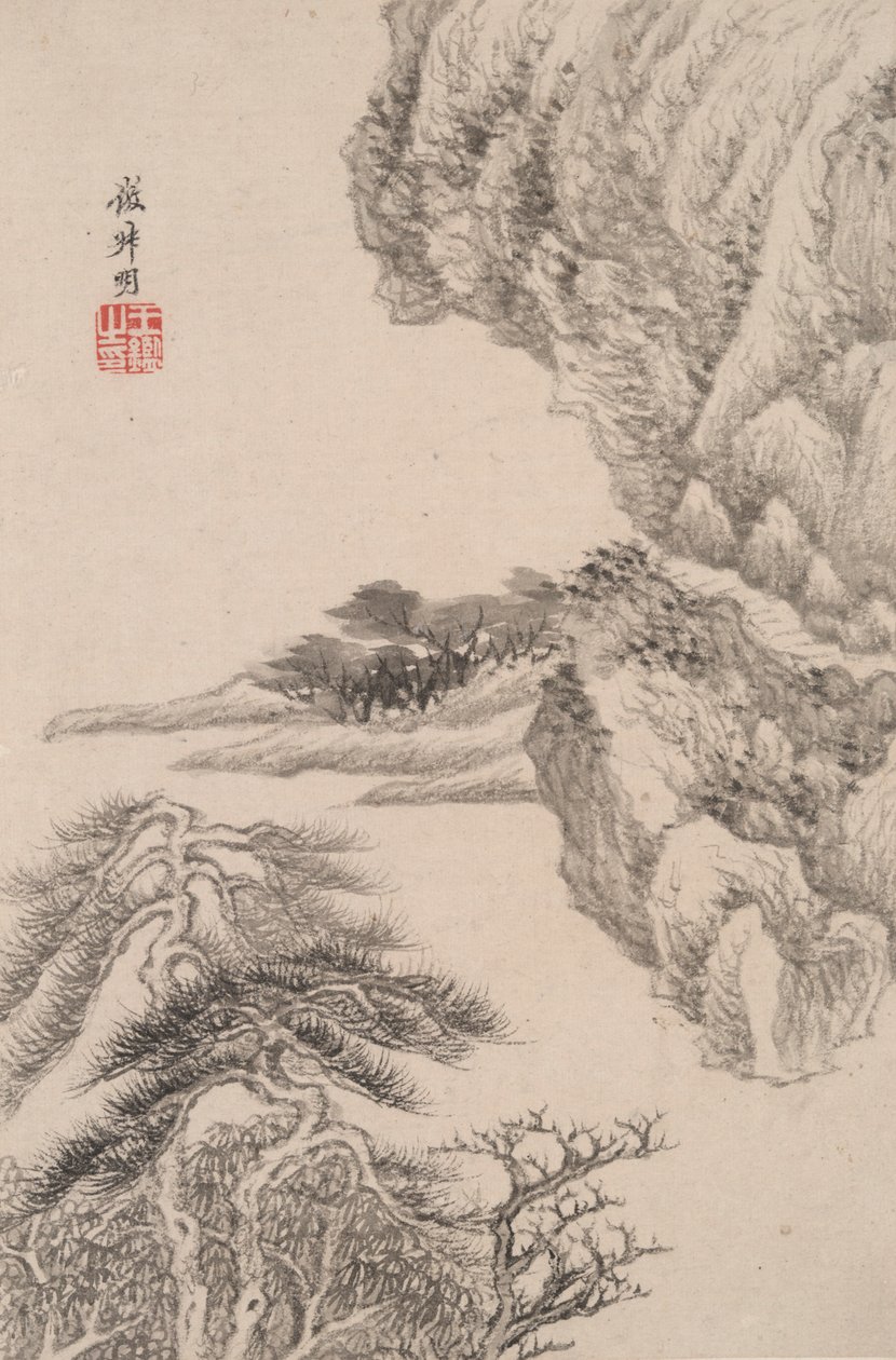 Landschaft im Stil verschiedener alter Meister: Landschaft nach Wang Meng (1308) von Wang Jian