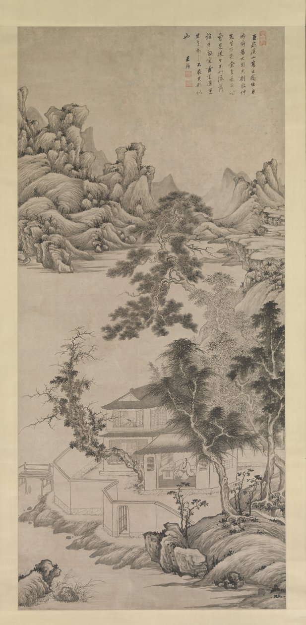 Erhabener Gelehrter zwischen Strömen und Bergen, in der Art von Juran von Wang Jian