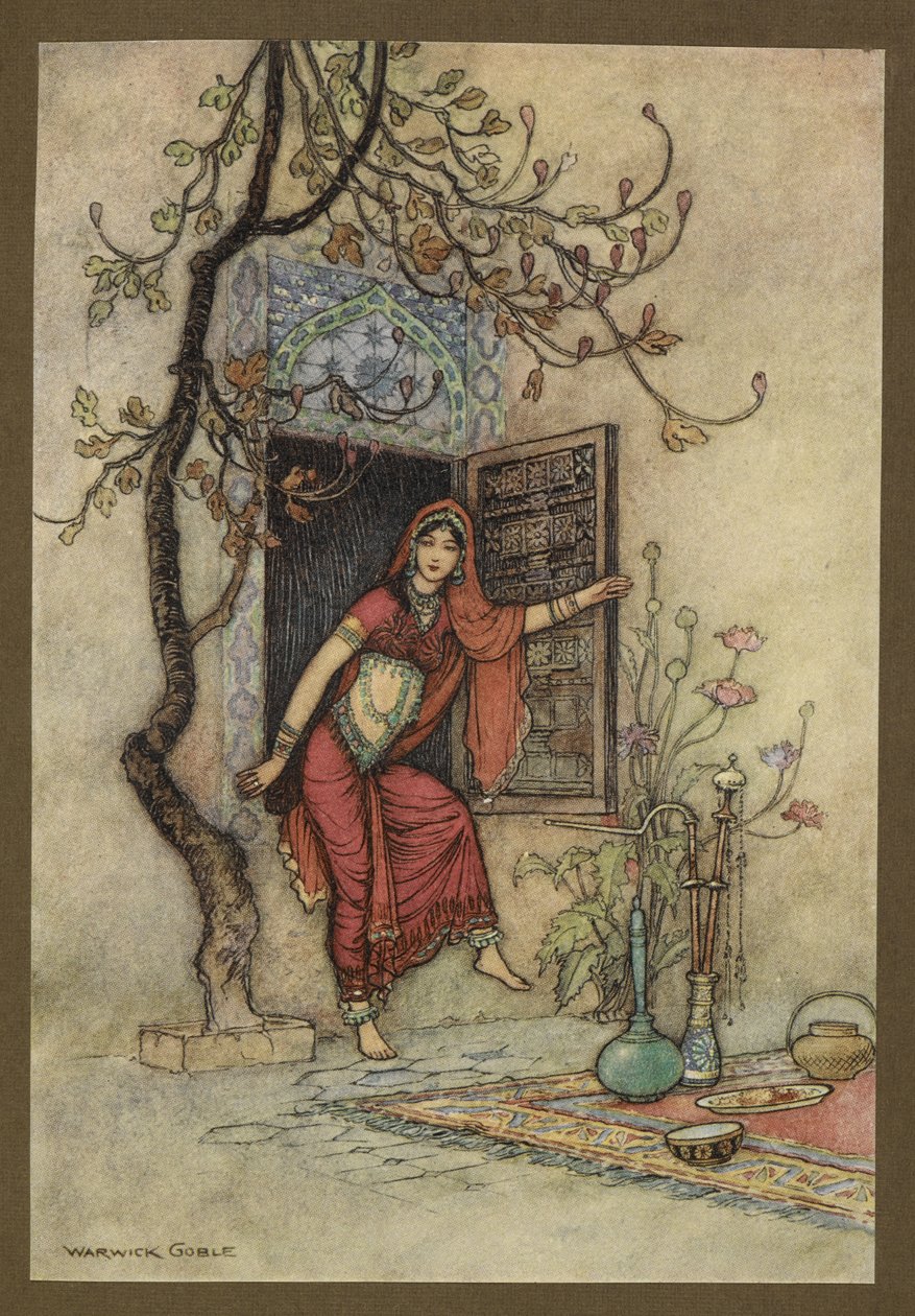 Tafel 7: "Das Mädchen der Wall-Amirah." Folk-Tales of Bengal ... Mit 32 Illustrationen in Farbe von Warwick Goble (Edition de luxe) von Warwick Goble
