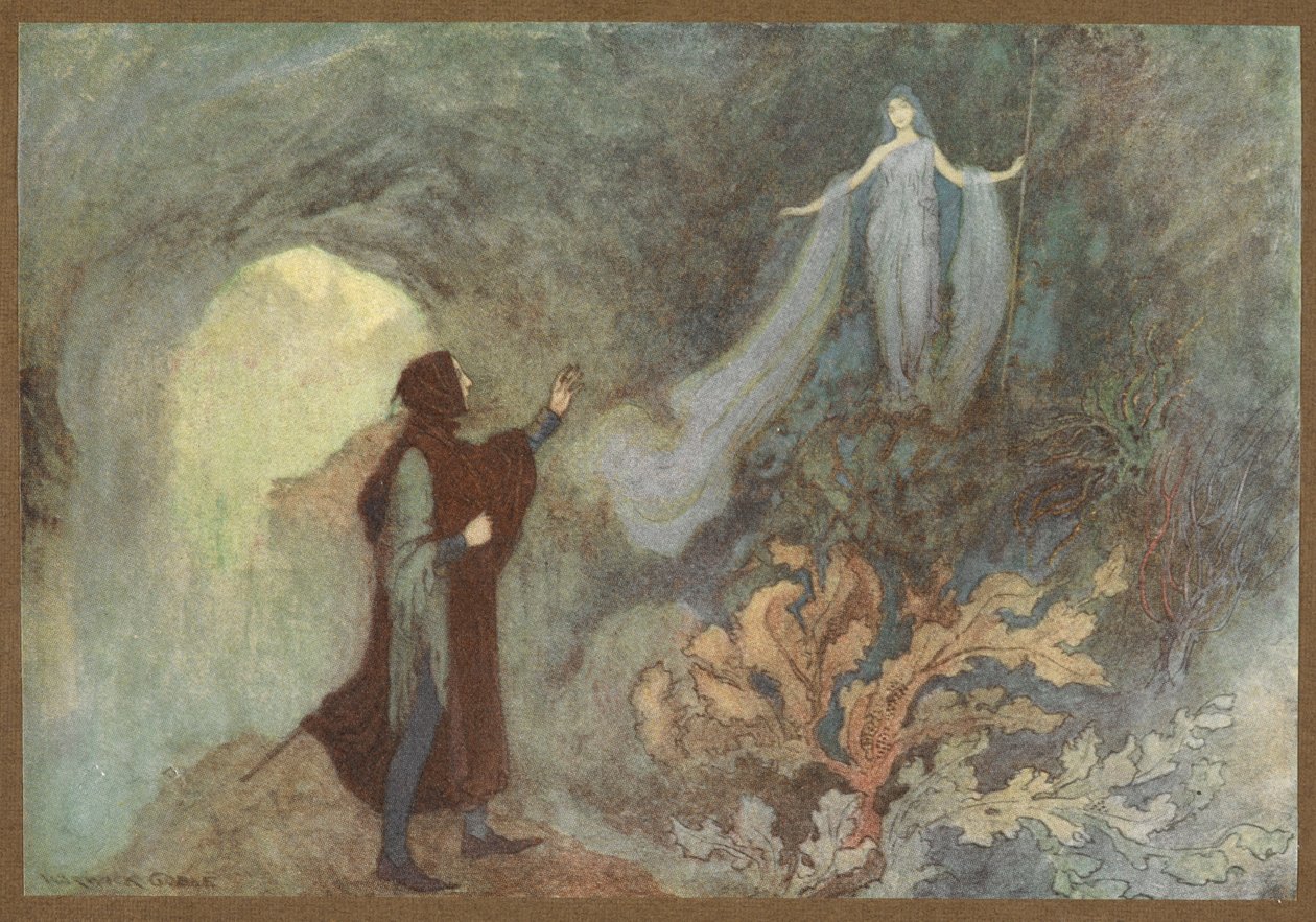 Die Fee erscheint dem Prinzen in der Grotte, aus Cenerentola von Warwick Goble