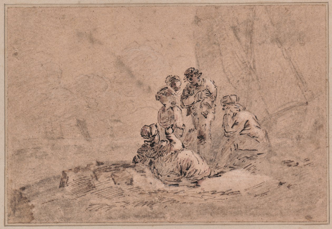 Gruppe von Fischern am Meeresufer von Washington Allston