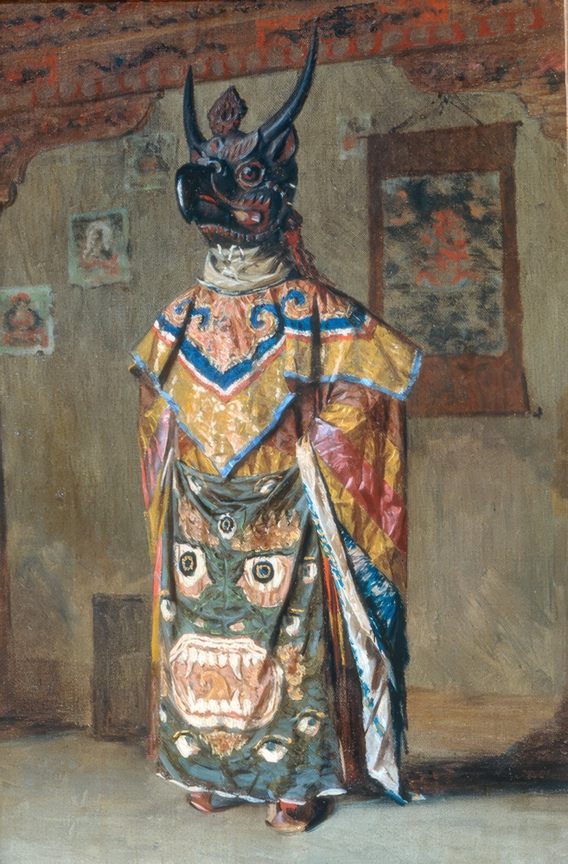 Lama in Feiertagstracht im Kloster Pemyonchi in Sikkim von Wassili W. Werestschagin
