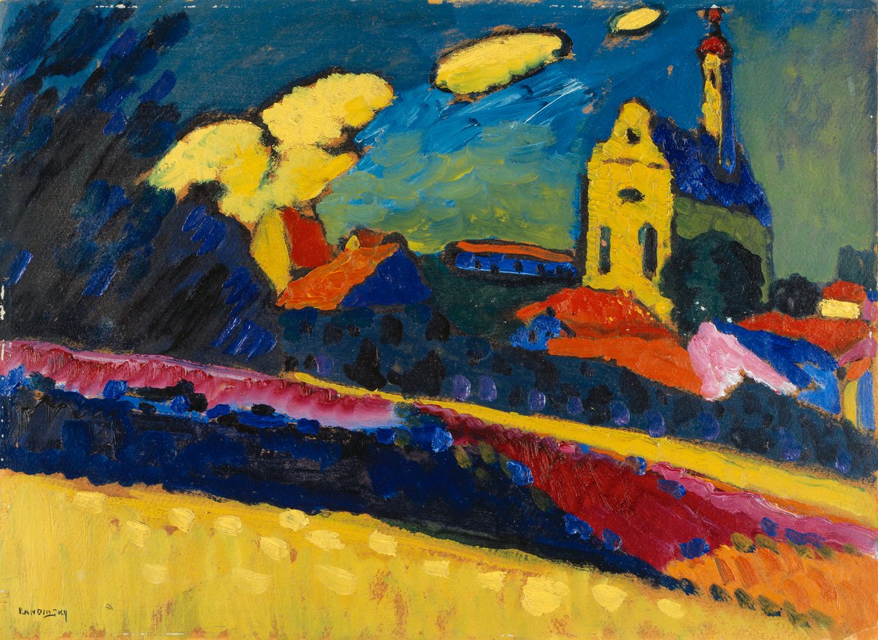 Studie für Murnau, Landschaft mit Kirche, 1909 von Wassily Kandinsky
