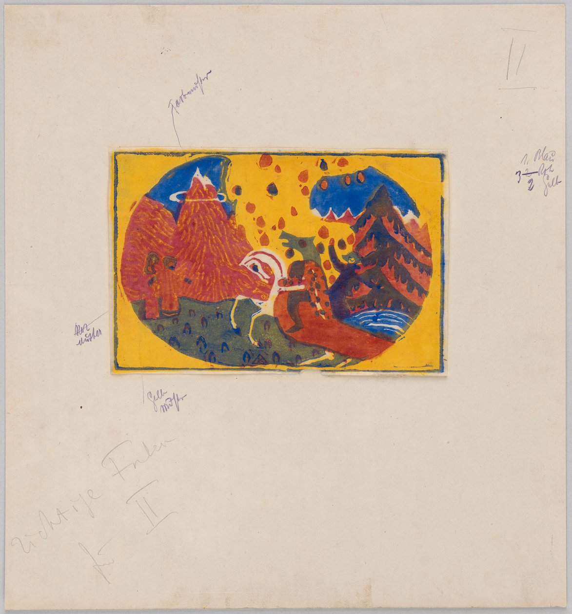 Berge (Probedruck für Kandinskys Buch Klänge, S. 63) von Wassily Kandinsky