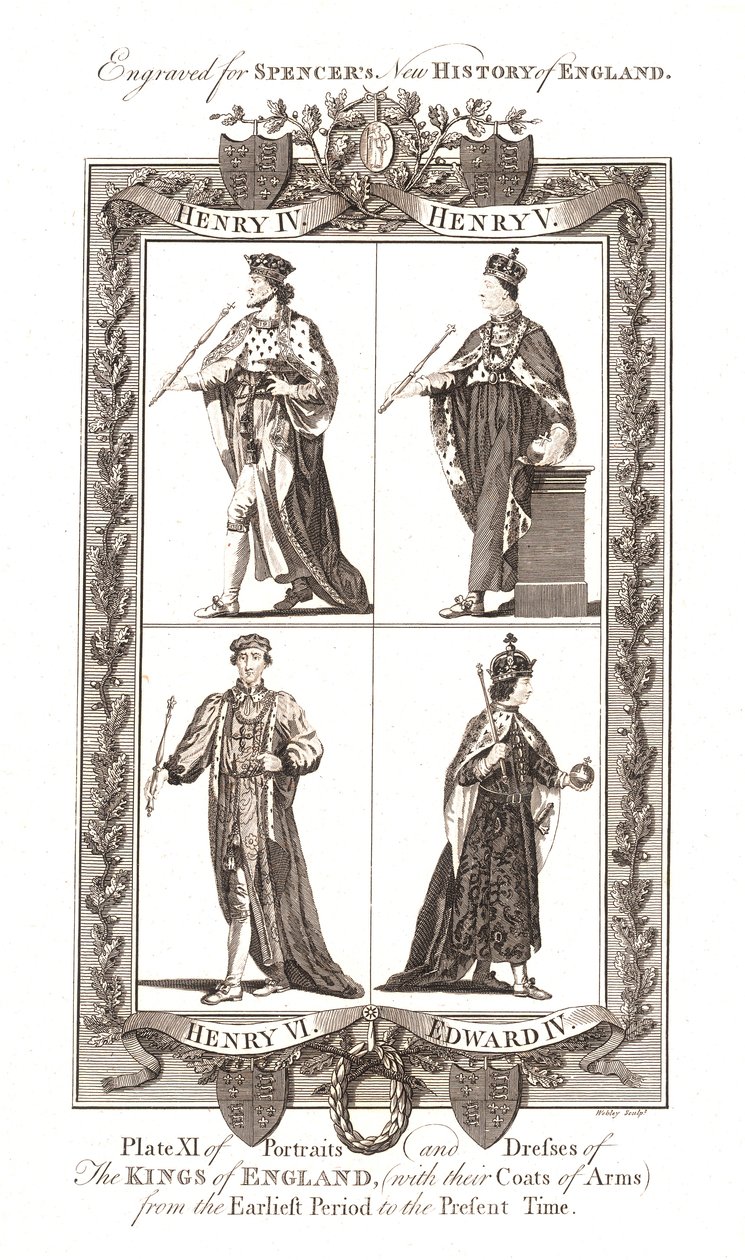 Porträts und Kleider der Könige von England mit Wappen, 1784 von Webley and Scott Ltd