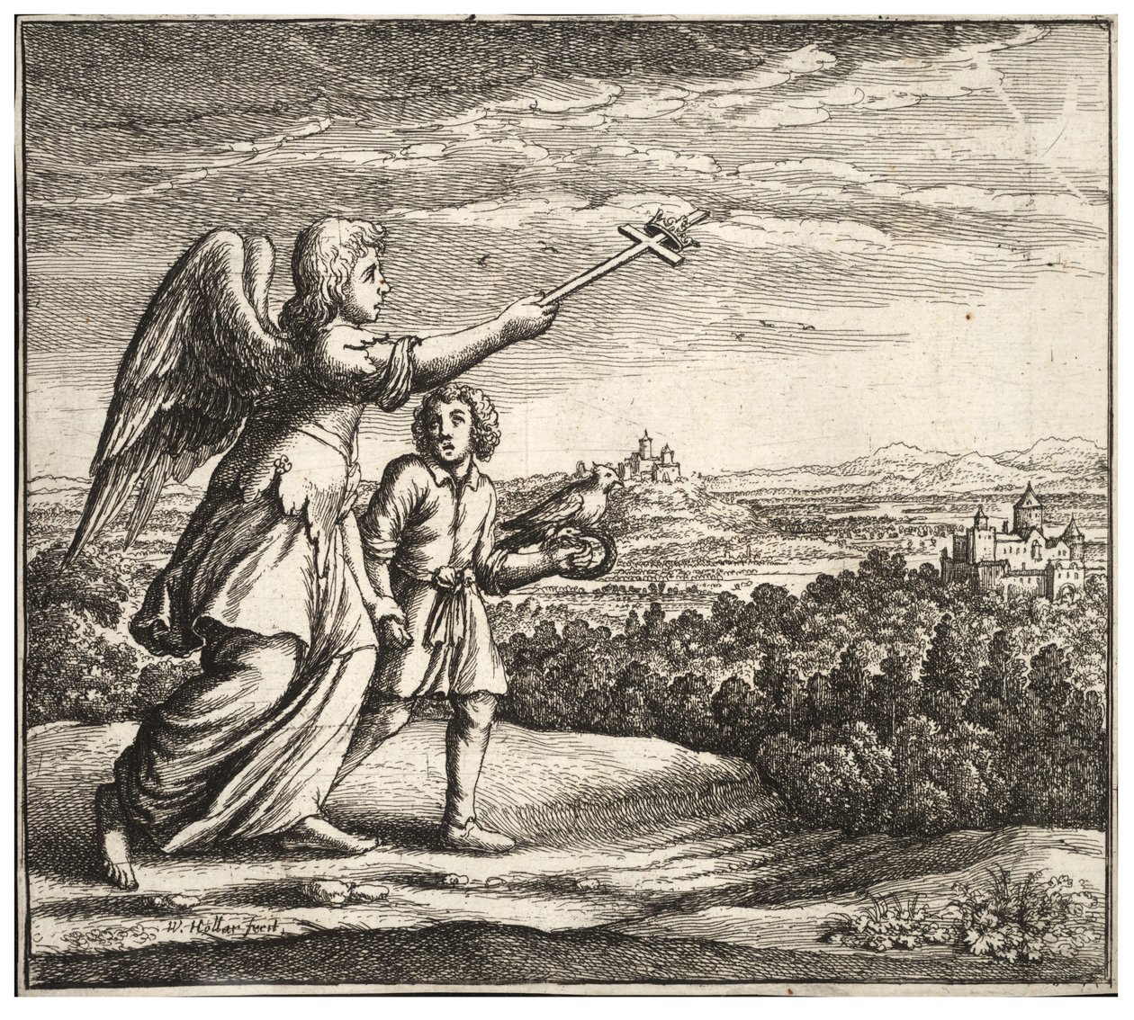 Der Engel Führer. Zustand 1 von Wenceslaus Hollar
