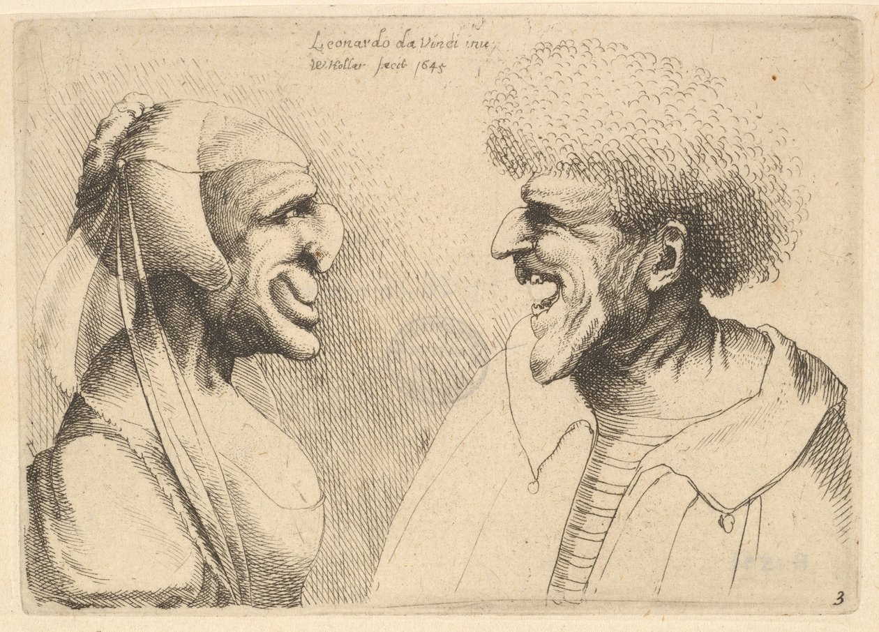 Ein deformiertes Paar, das sich gegenübersteht von Wenceslaus Hollar