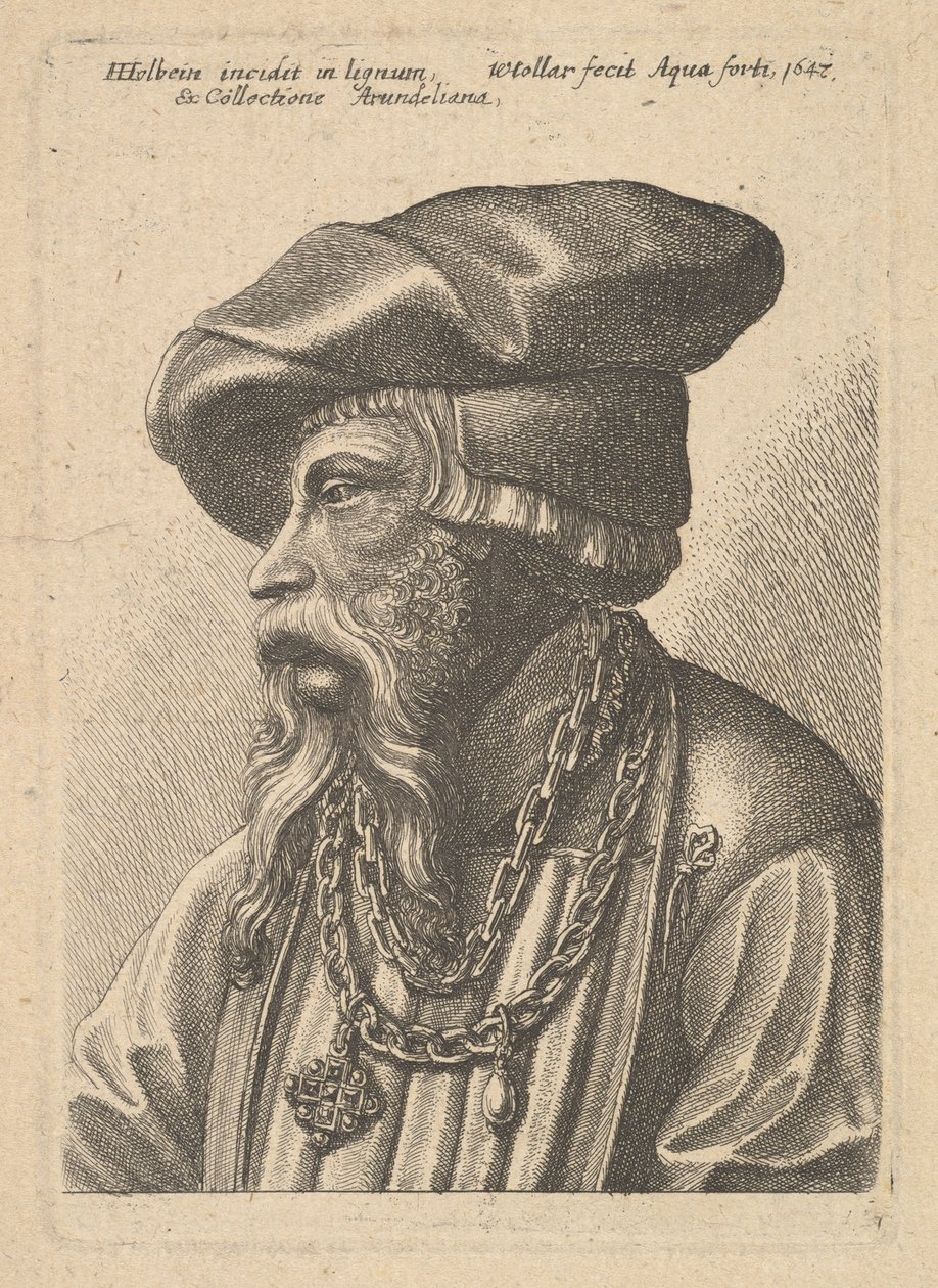 Bärtiger Mann mit Kettenhalsband, 1647 von Wenceslaus Hollar