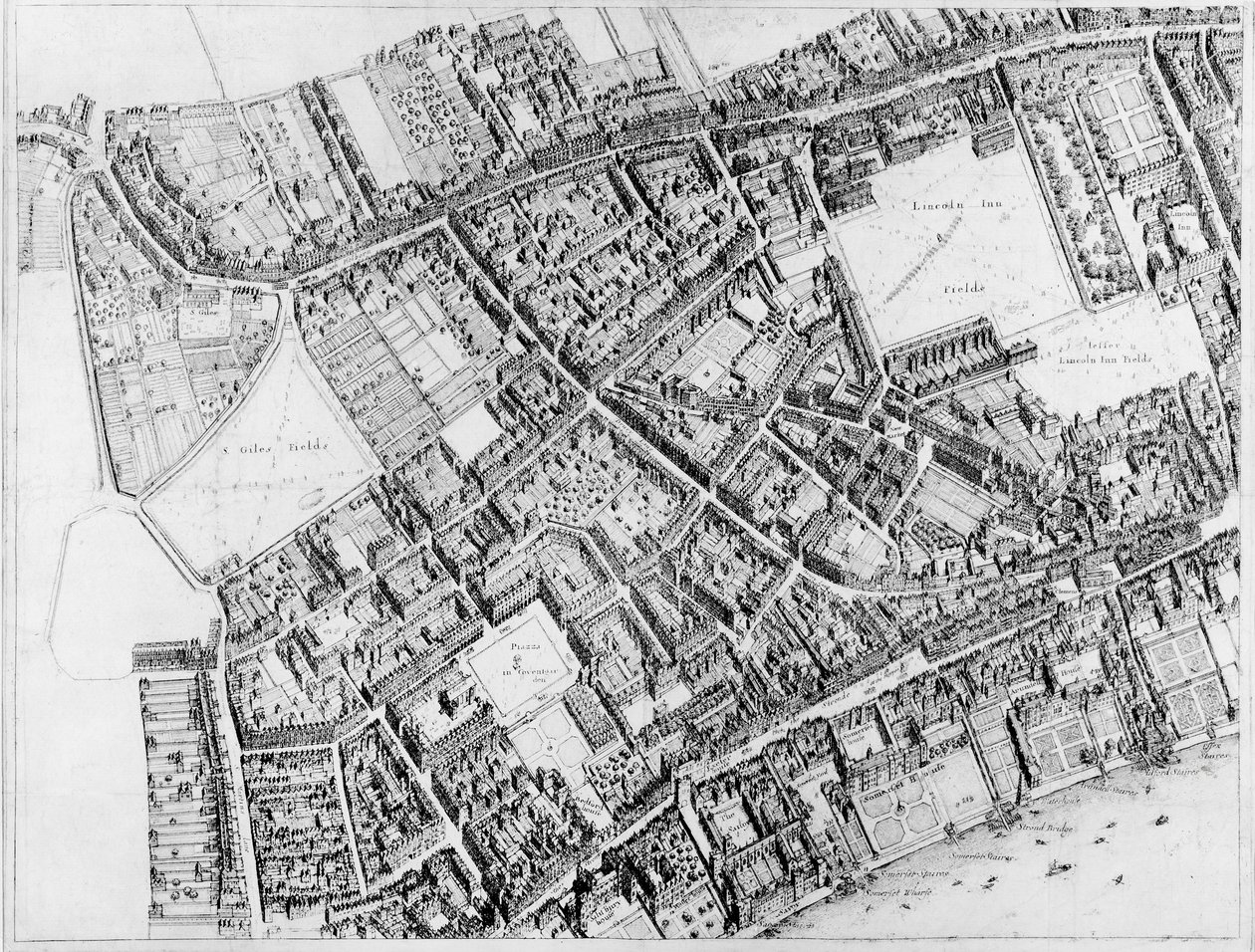 Vogelperspektive des westlichen Zentrums von London, 1660-6 von Wenceslaus Hollar