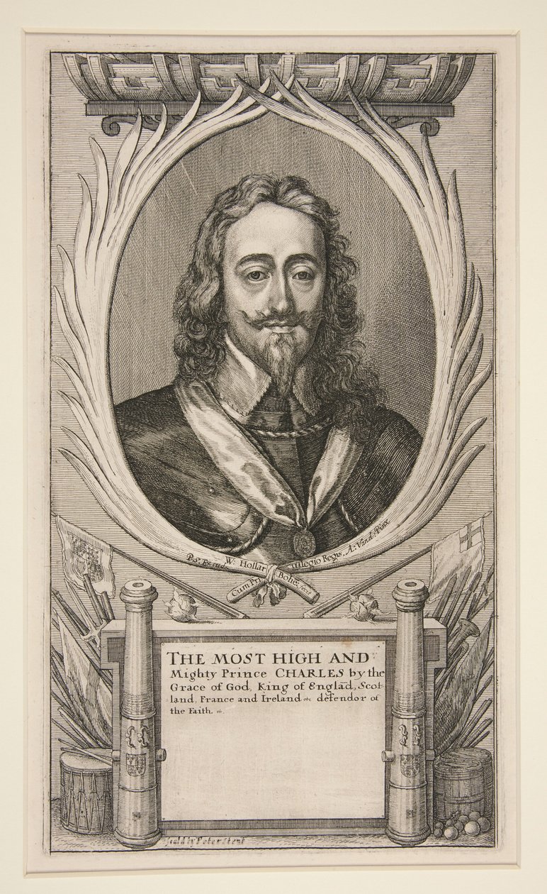 Karl I. und die Lager seiner Armee im Schottischen Krieg (gekürzte Version: nur Porträt) von Wenceslaus Hollar