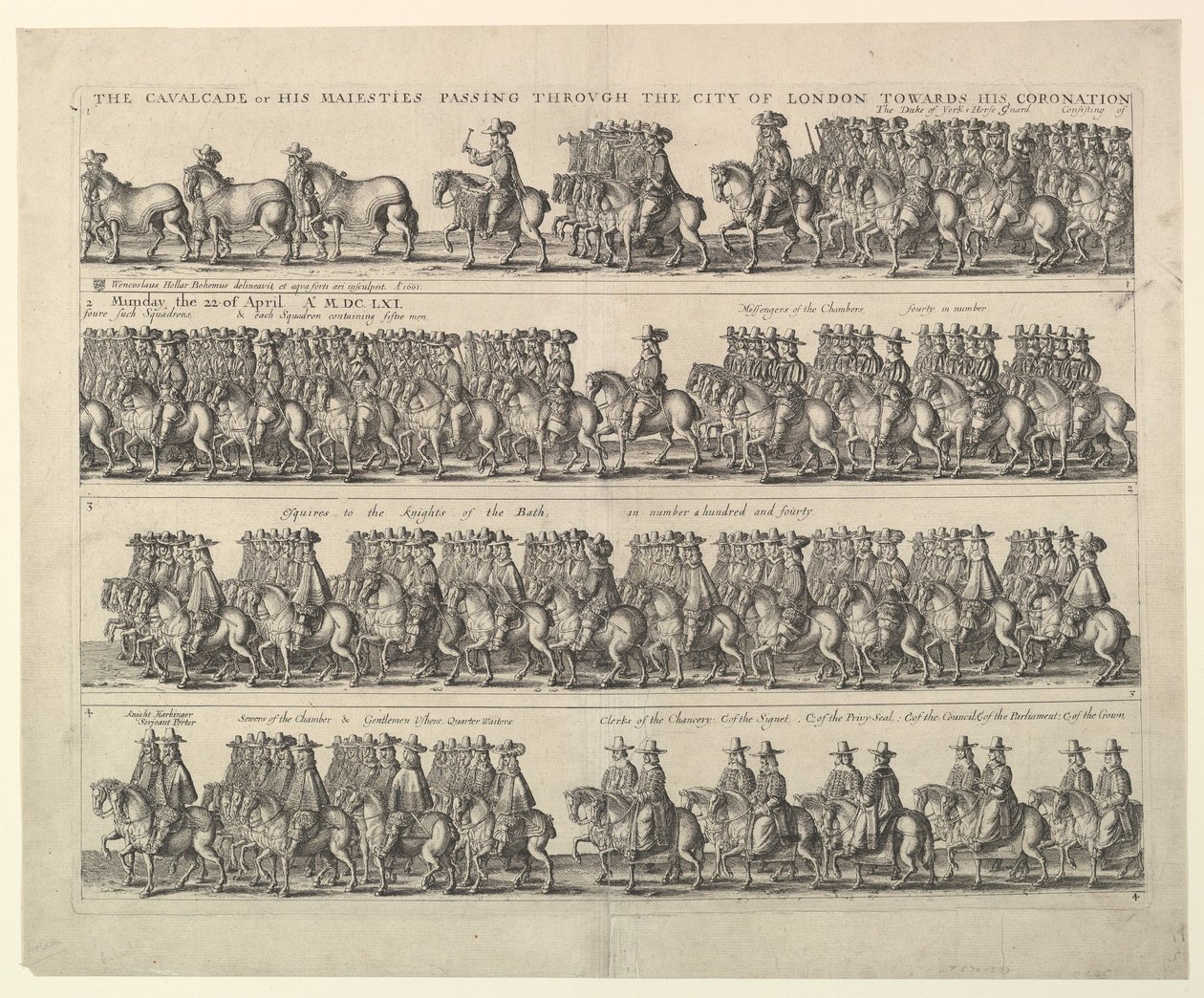 Krönungsprozession von Karl II. durch London, 1662 von Wenceslaus Hollar