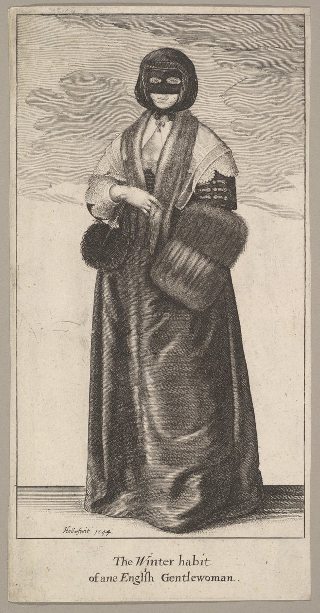 Englische Dame im Winterkostüm Das Wintergewand einer englischen Dame, 1644 von Wenceslaus Hollar