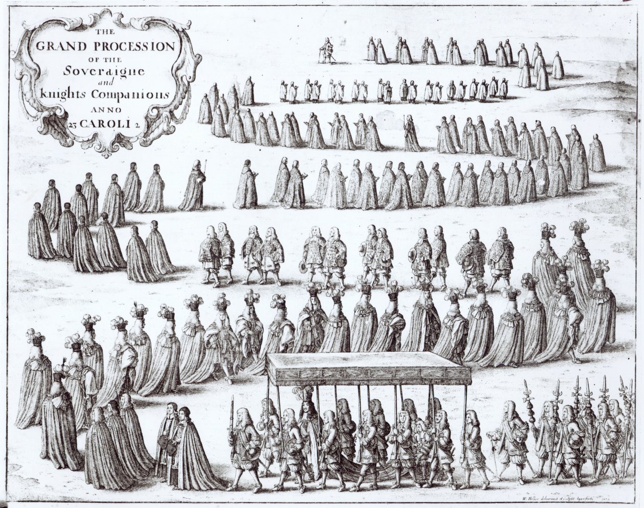 Große Prozession des Souveräns und der Ritter des Hosenbandordens in Windsor, 1672 von Wenceslaus Hollar