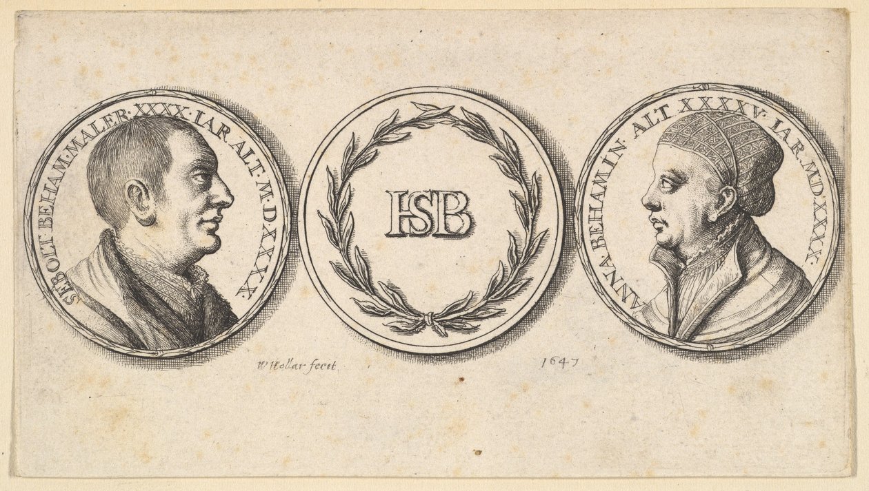 Medaillons mit Porträts von Sebald Beham und Anna Beham, 1647 von Wenceslaus Hollar