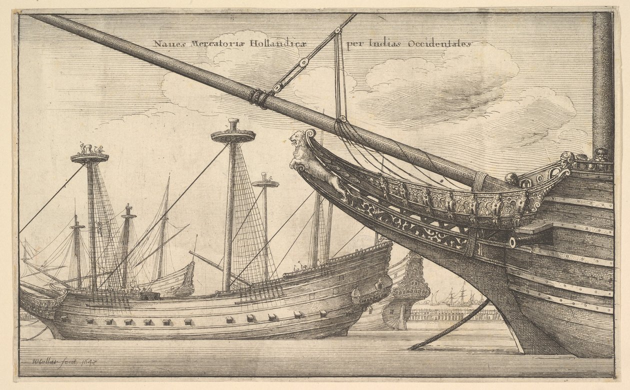 Naues Mercatoriae Hollandicae per Indias Occidentales Niederländischer Westindienfahrer, 1647 von Wenceslaus Hollar