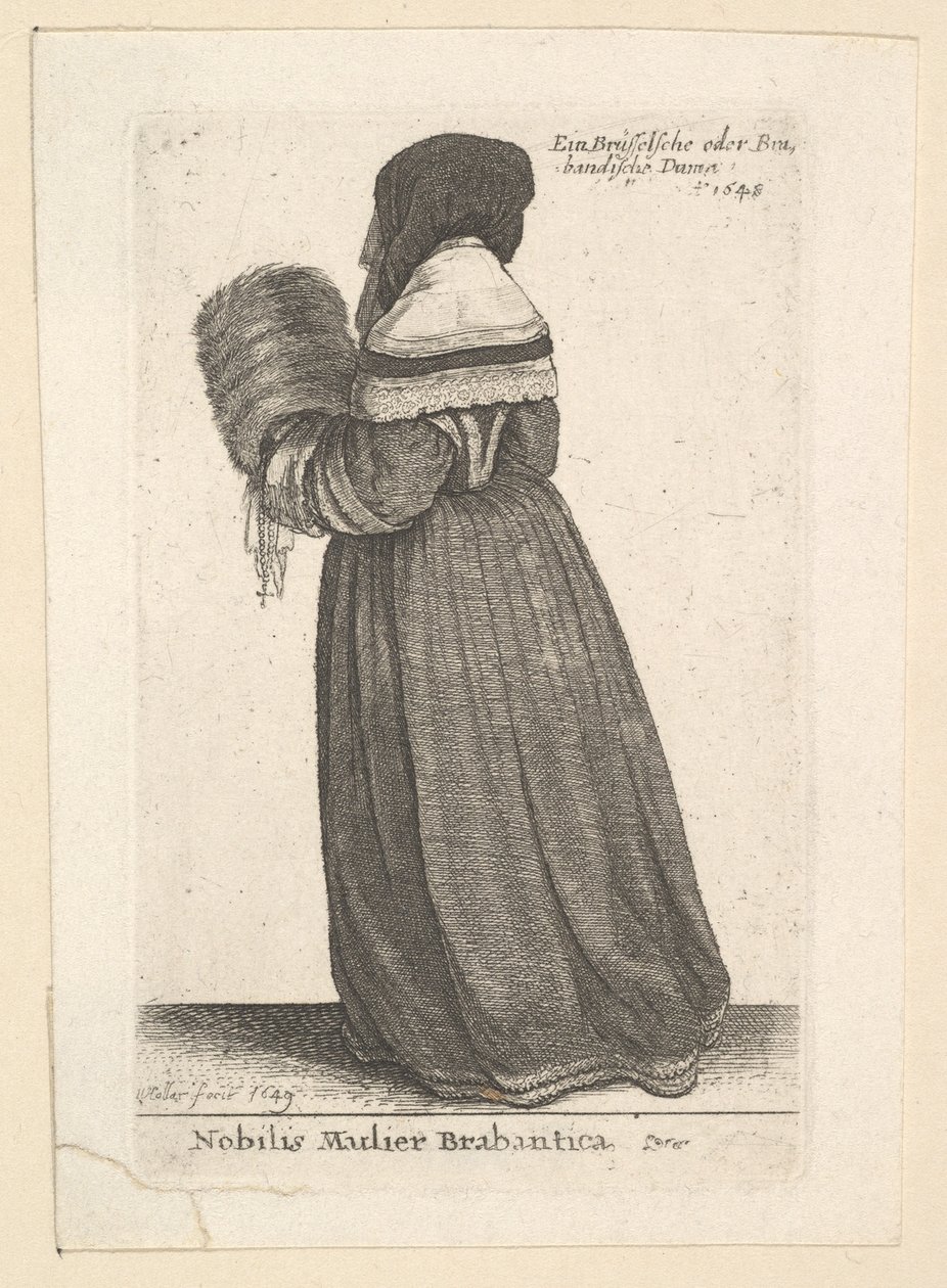Nobilis Mulier Brabantica, Adlige Frau aus Brabant, 1648 von Wenceslaus Hollar