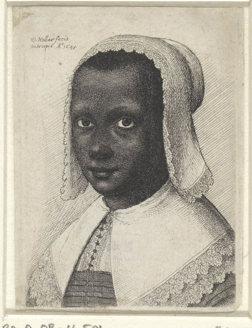 Porträt einer jungen schwarzen Frau, 1645 von Wenceslaus Hollar