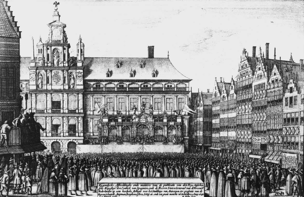 Proklamation des Westfälischen Friedens 1648, graviert von F. Wyngaerde von Wenceslaus Hollar