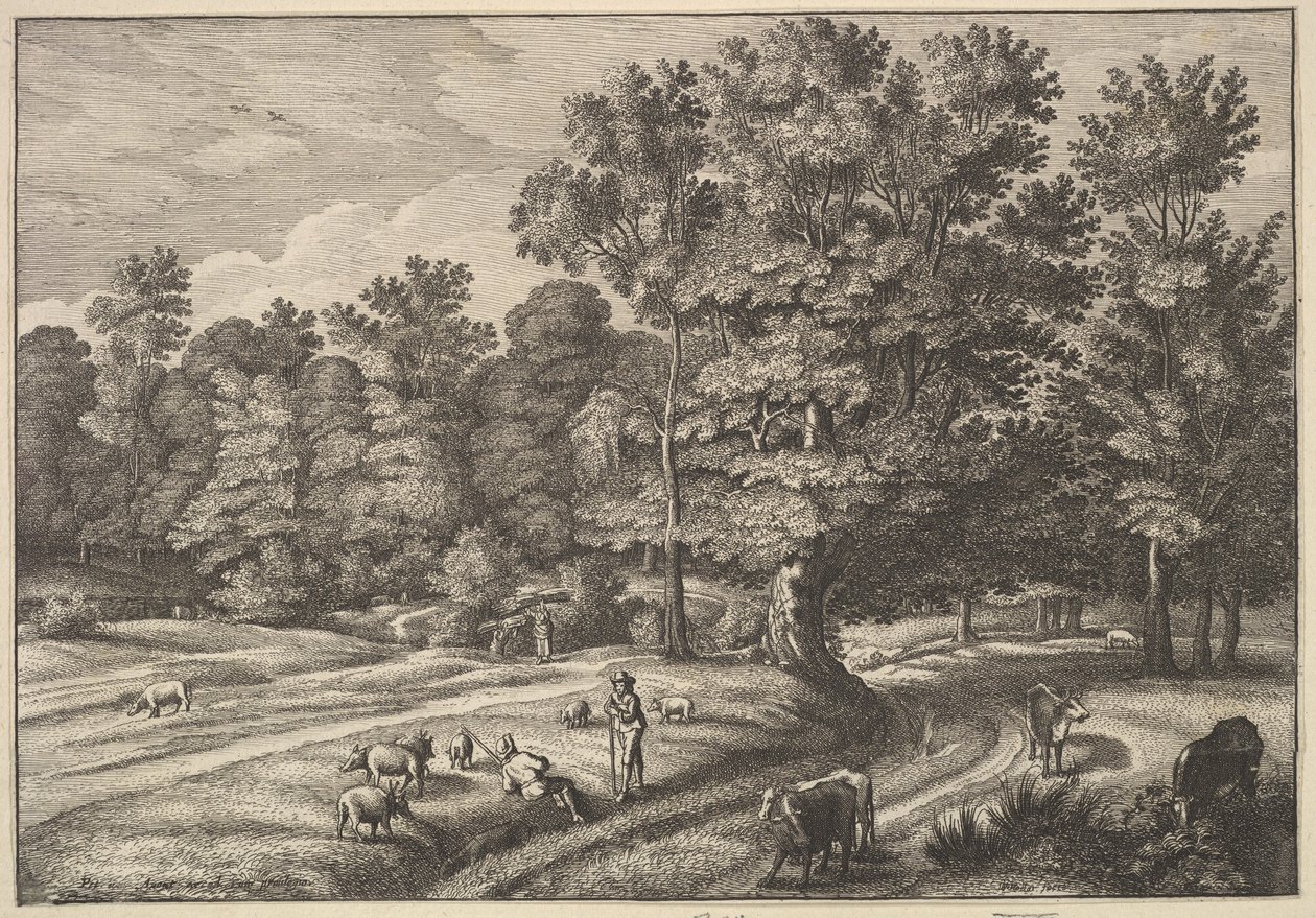 Hirten in einem Wald, 1648-50 von Wenceslaus Hollar