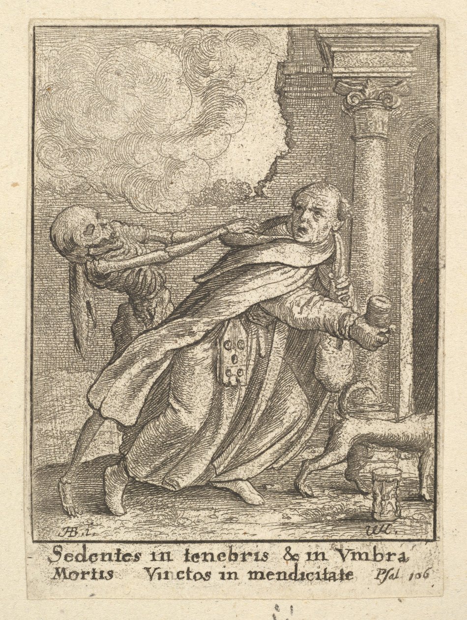 Der Mönch, aus dem Totentanz, 1651 von Wenceslaus Hollar