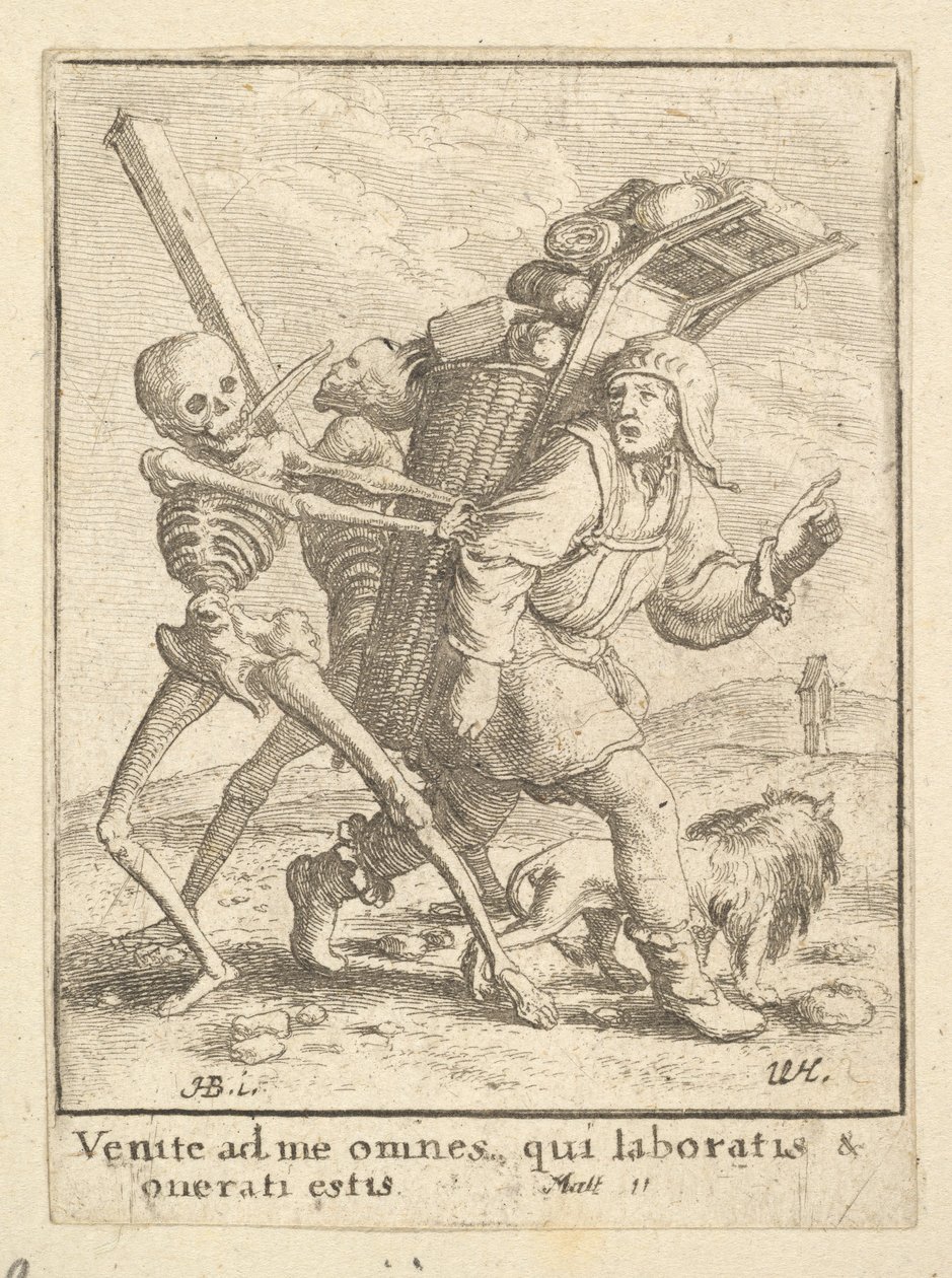 Der Krämer, aus dem Totentanz, 1651 von Wenceslaus Hollar
