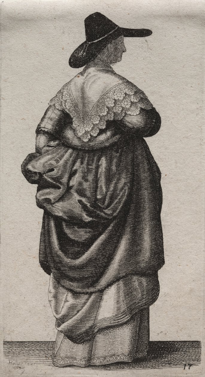 Die Frau mit einem männlichen Hut von Wenceslaus Hollar