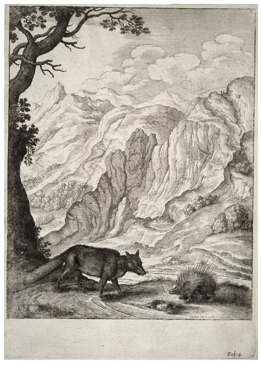 Der Fuchs und das Stachelschwein (Zustand 2) von Wenceslaus Hollar