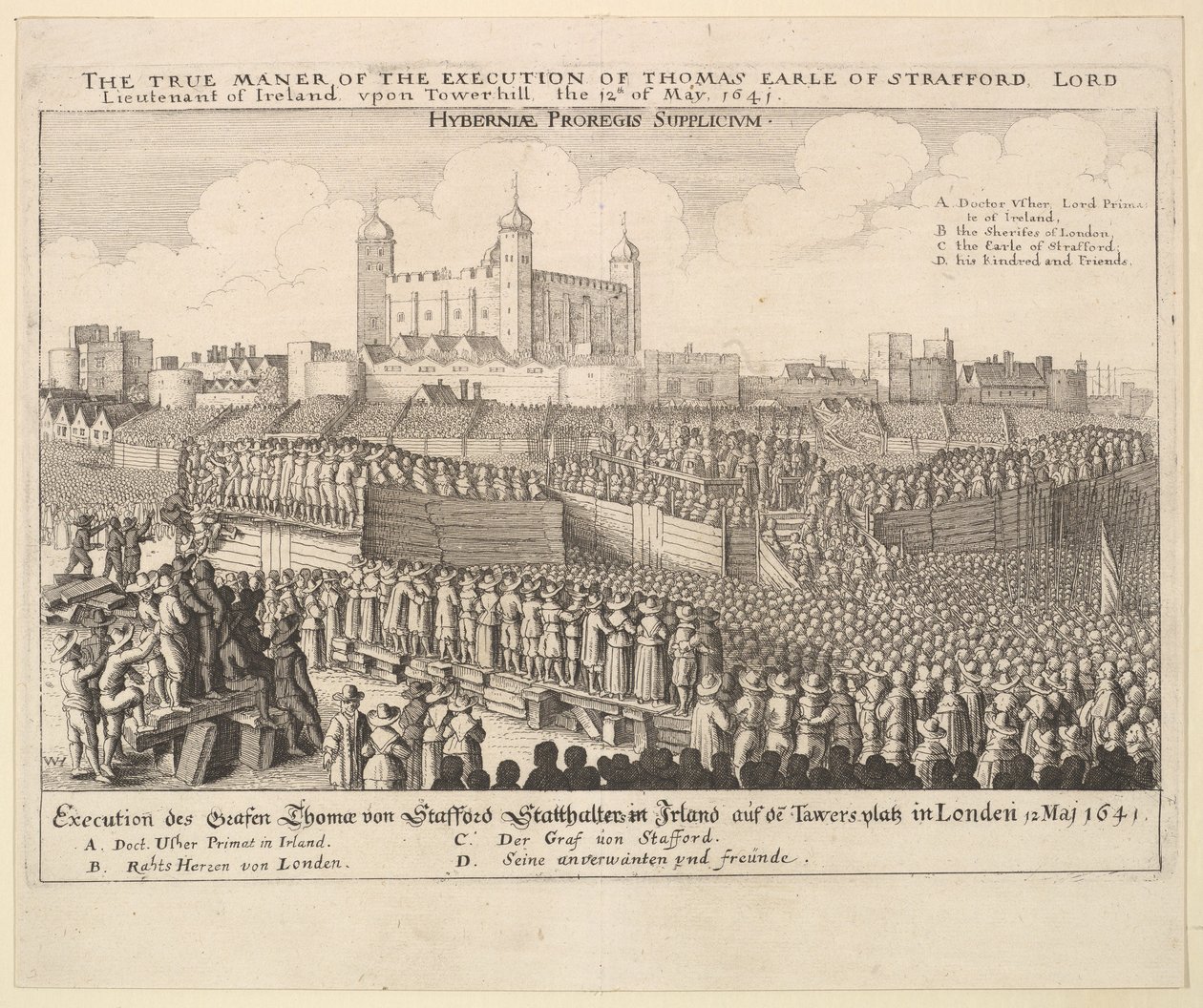 Die wahre Art der Hinrichtung von Thomas Earle of Strafford, 1641 von Wenceslaus Hollar
