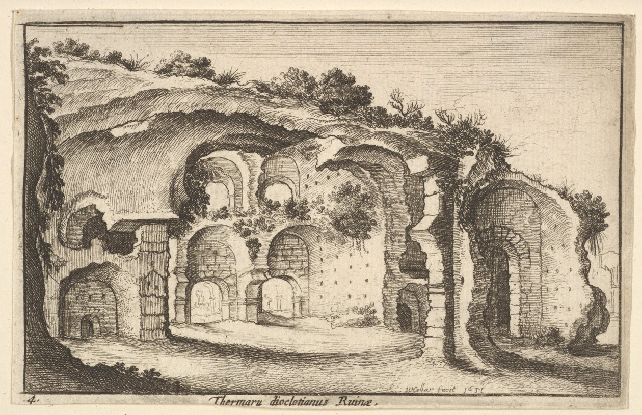 Thermaru diocletiani Ruinen der Diokletiansthermen, 1651 von Wenceslaus Hollar