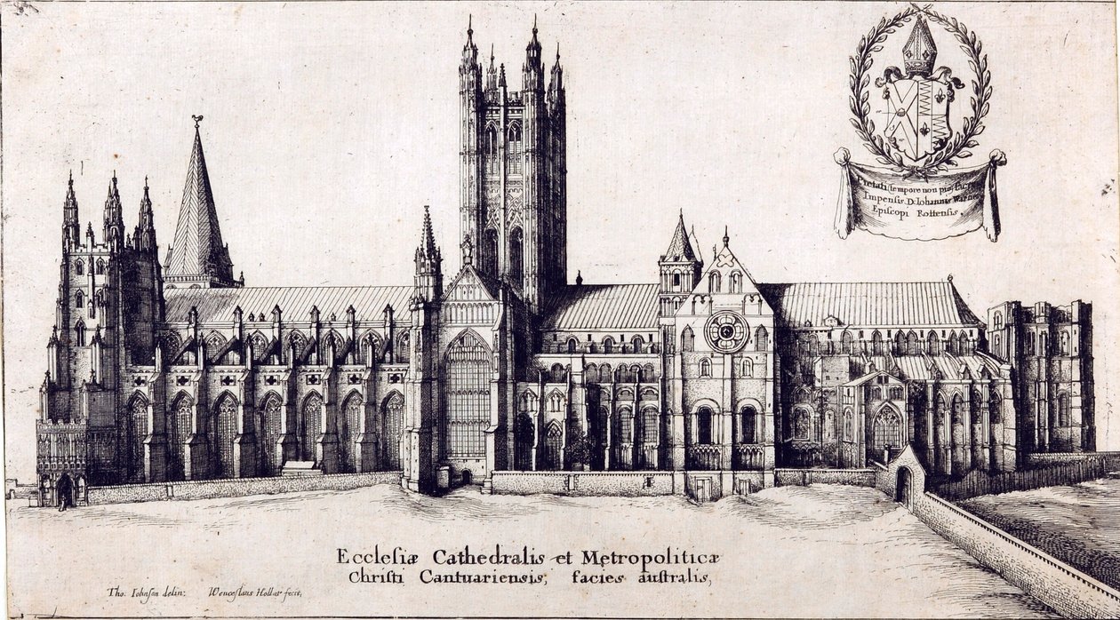 Ansicht der Kathedrale von Canterbury von Süden, ca. 1638-66 von Wenceslaus Hollar
