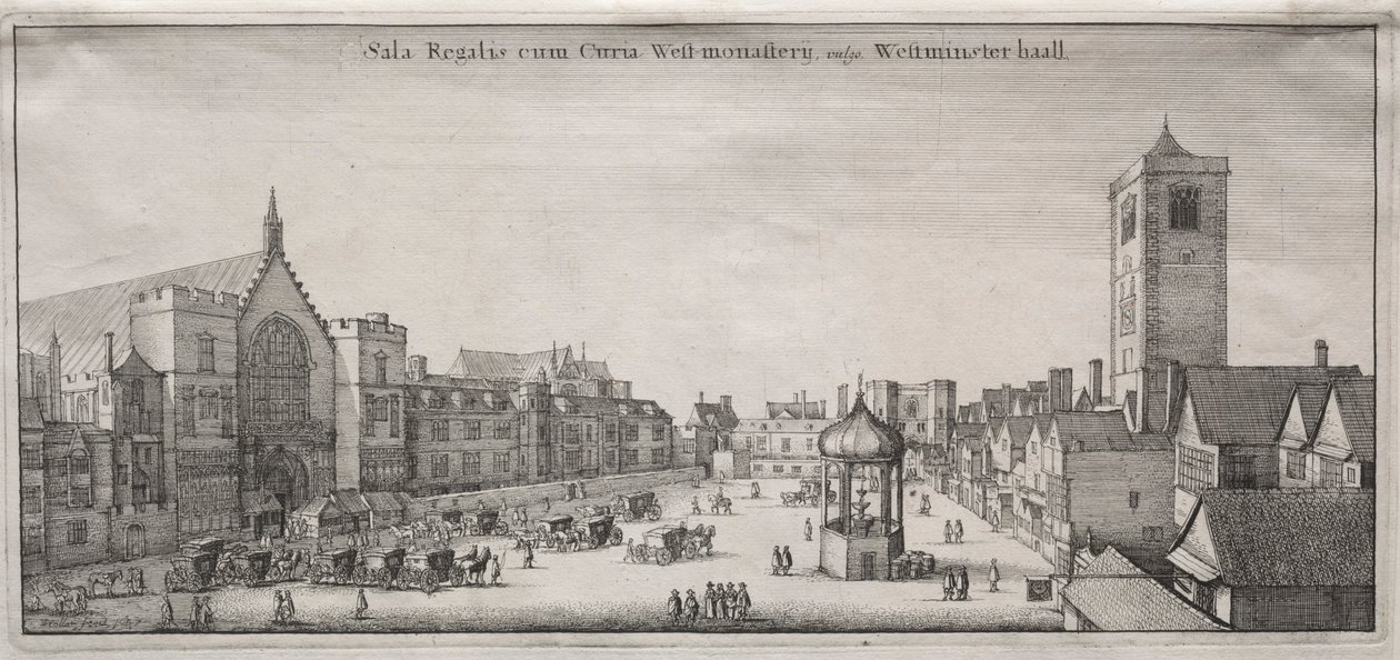 Ansicht von London: New Palace Yard mit Westminster Hall und dem Clock House, 1647 von Wenceslaus Hollar