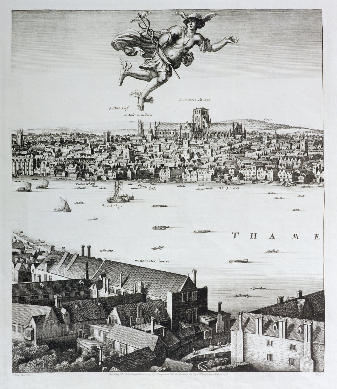 Ansicht von London, veröffentlicht 1647 (Faksimile) (Detail) von Wenceslaus Hollar