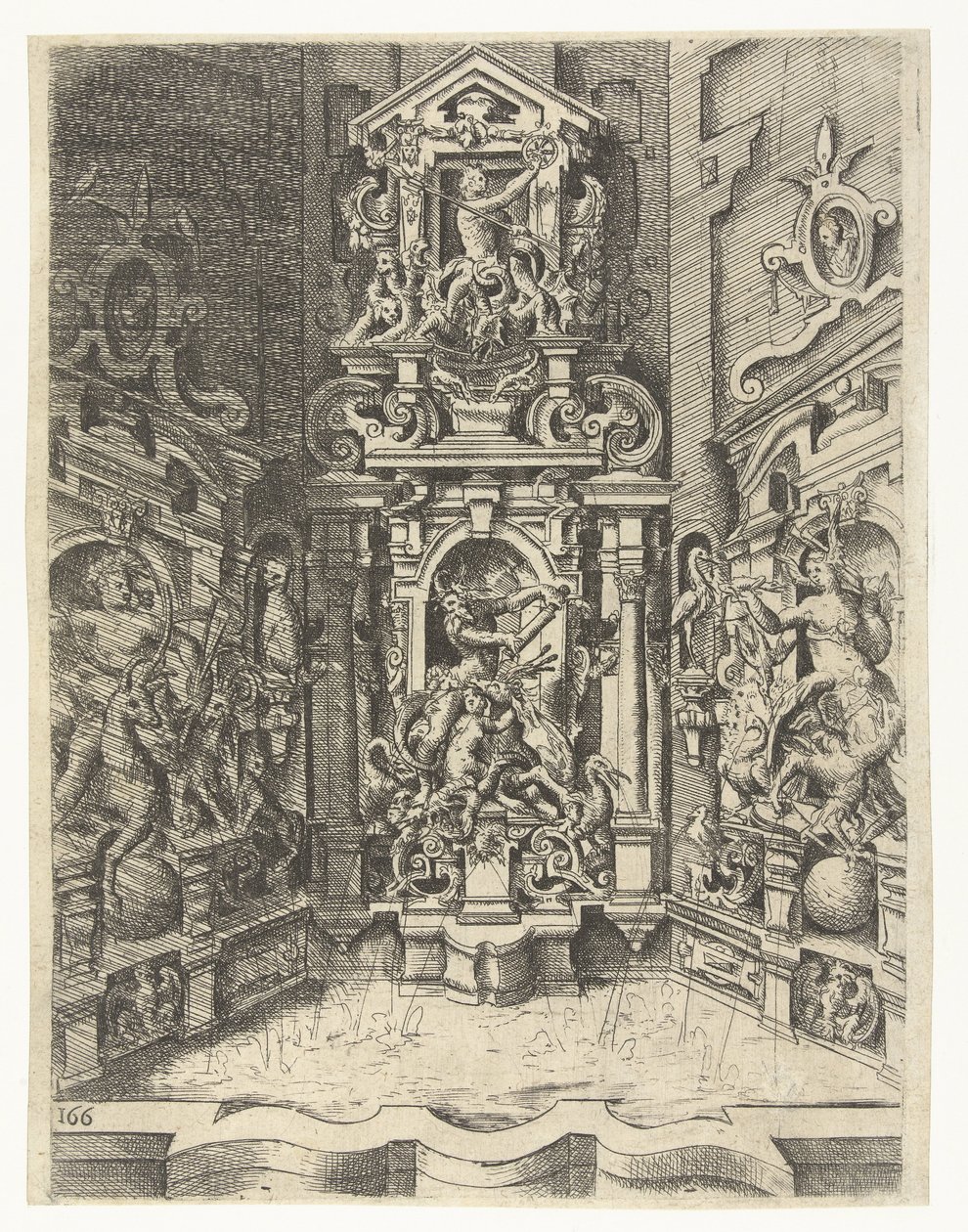 Großer Brunnen, eingebaut zwischen drei Wänden von Wendel Dietterlin (I)