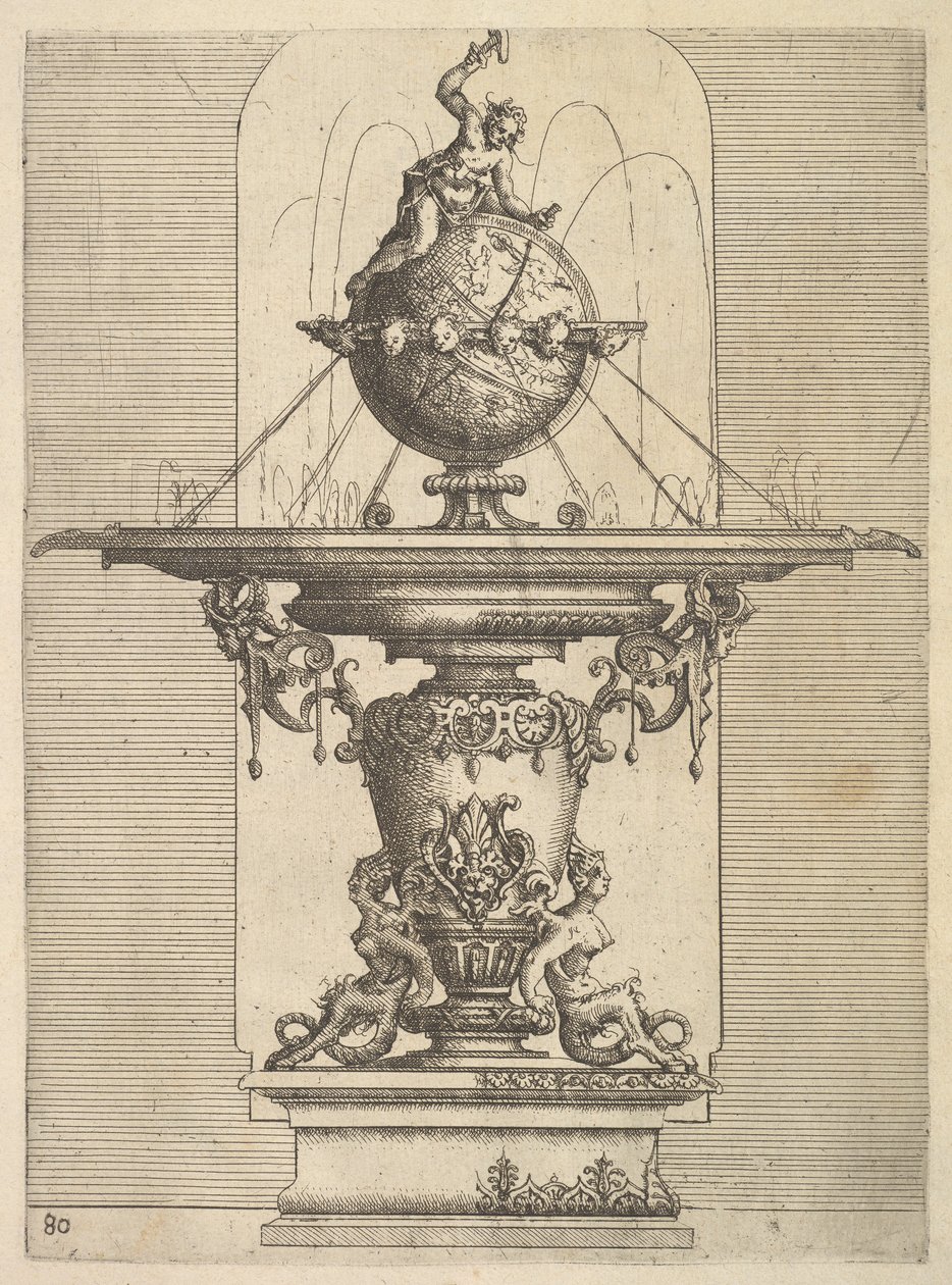 Entwurf für einen Brunnen, Tafel 80 aus Dietterlins Architettura, 1598 von Wendel Dietterlin the Elder