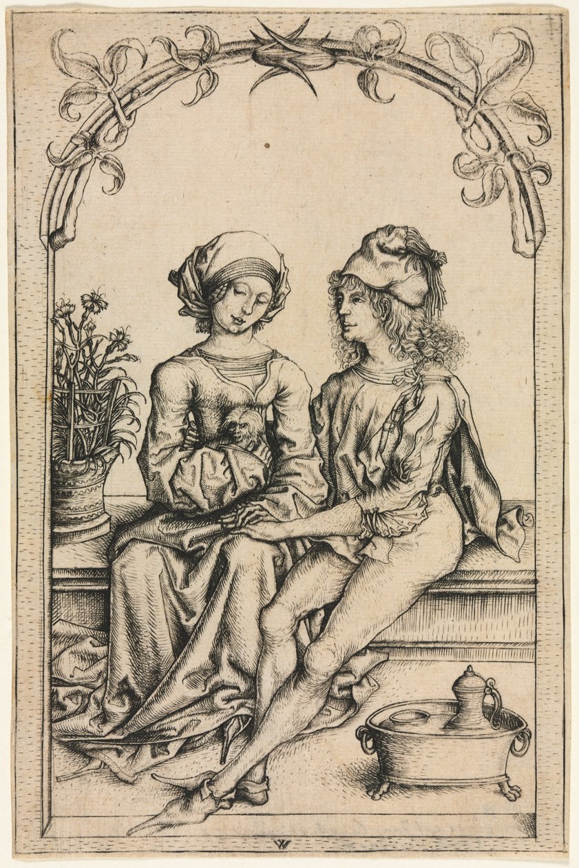 Die Liebenden (nach dem Hausbuchmeister), ca. 1490 von Wenzel or Wenceslaus von (after) Olmutz
