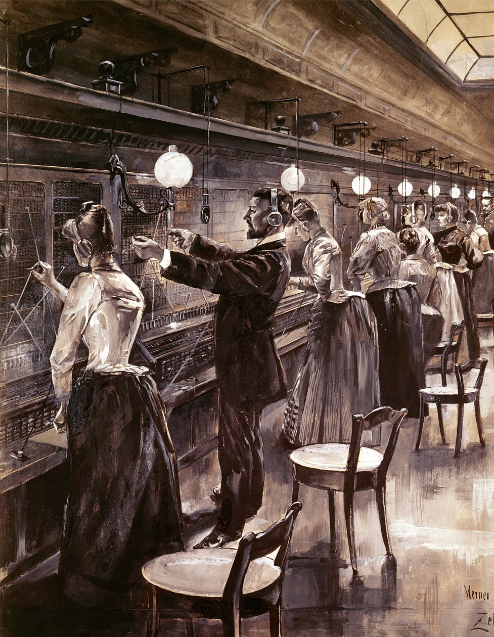 Die Berliner Zentrale Telefonzentrale, ca. 1890 von Werner Zehme
