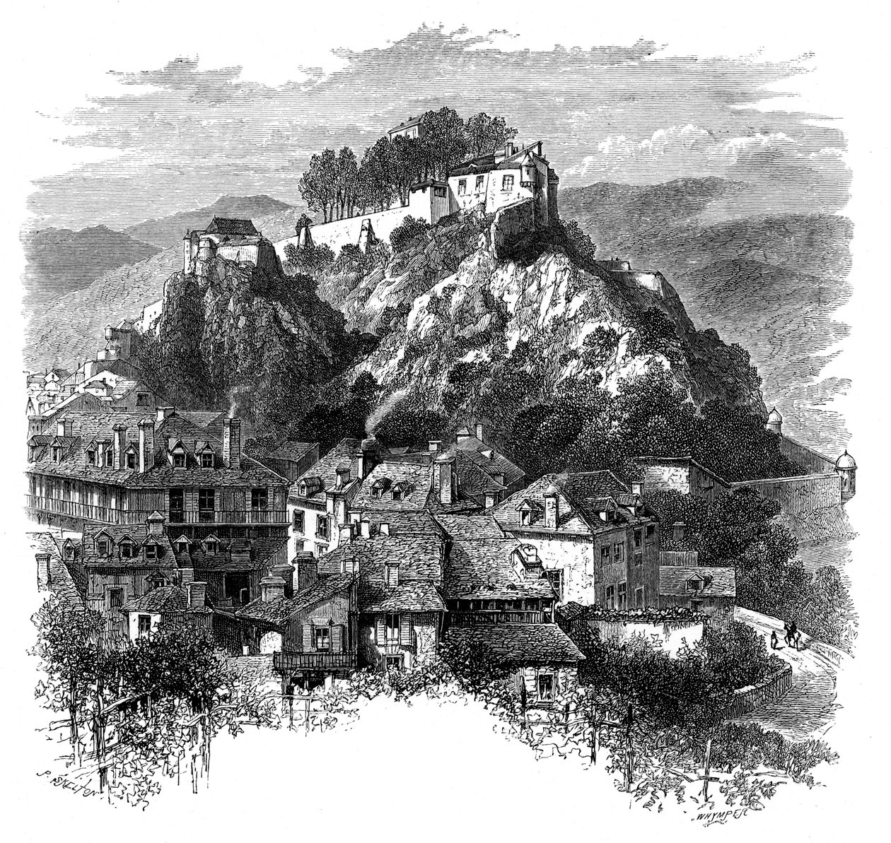 Das Schloss von Lourdes, Frankreich, 19. Jahrhundert von Whymper