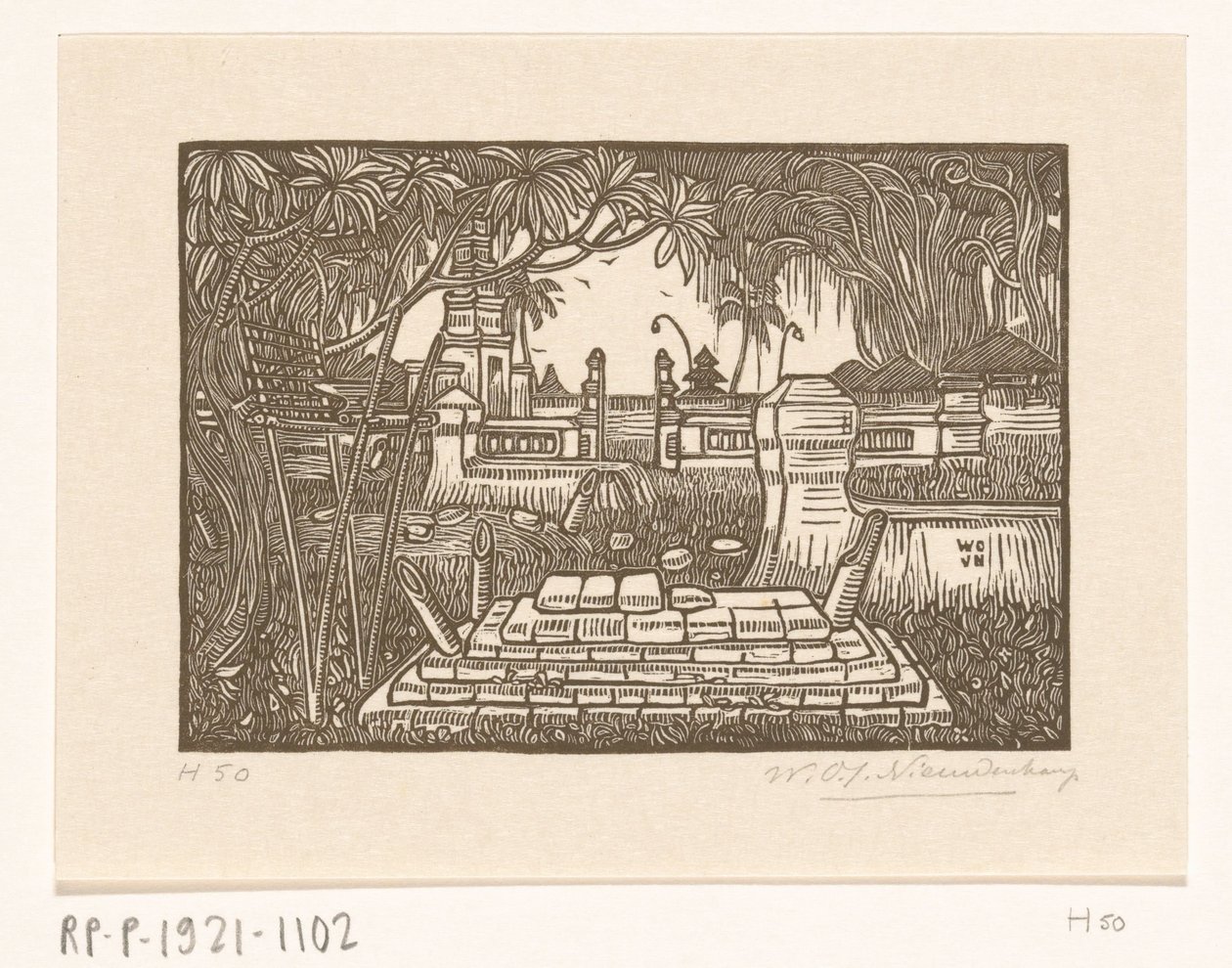 Friedhof bei Singaraja auf Bali von Wijnand Otto Jan Nieuwenkamp (signed by artist)