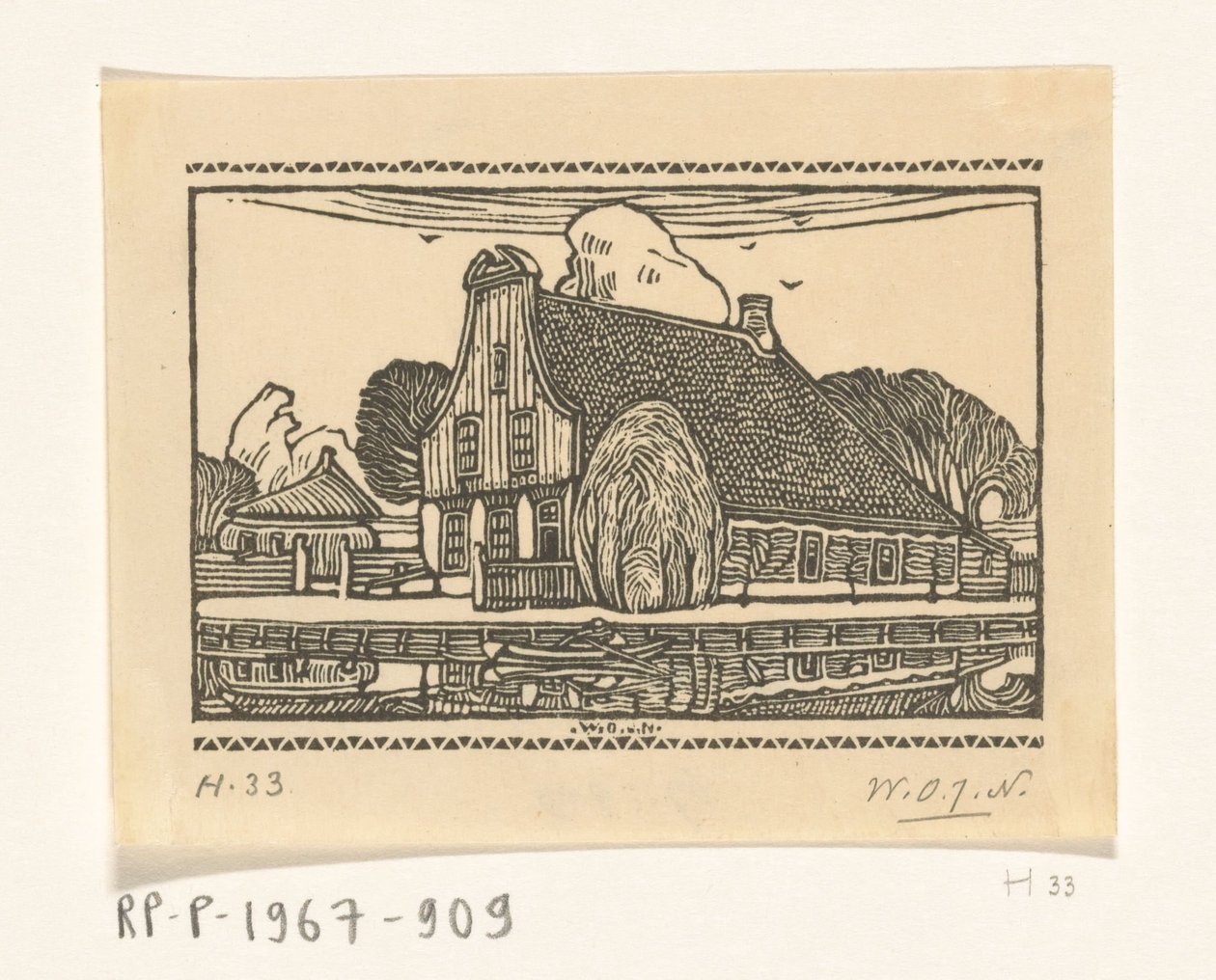 Haus mit Holzfassade an einem Kanal in Edam von Wijnand Otto Jan Nieuwenkamp (signed by artist)