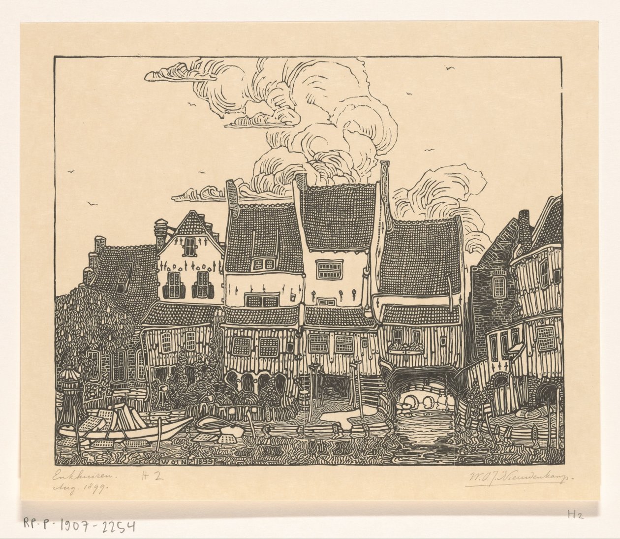 Häuser am Hafen von Enkhuizen von Wijnand Otto Jan Nieuwenkamp (signed by artist)