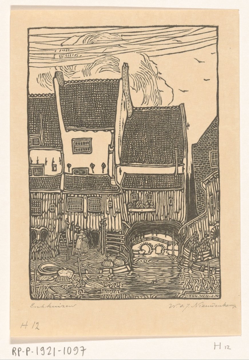 Häuser am Hafen von Enkhuizen von Wijnand Otto Jan Nieuwenkamp (signed by artist)