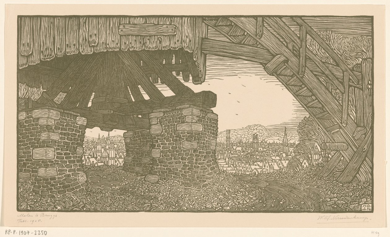 Unterteil einer Kornmühle in Brügge von Wijnand Otto Jan Nieuwenkamp (signed by artist)