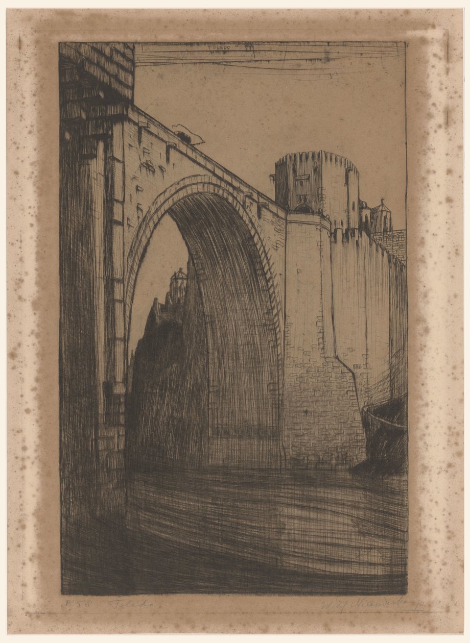 Puente de Alcántara über den Tajo in Toledo von Wijnand Otto Jan Nieuwenkamp (signed by artist)