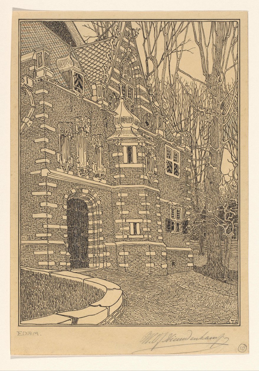 Südportal der Grote oder Sint-Nicolaaskerk in Edam von Wijnand Otto Jan Nieuwenkamp (signed by artist)