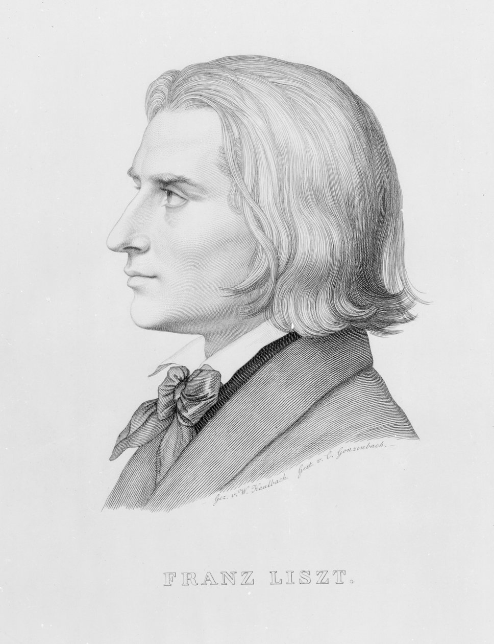 Franz Liszt, graviert von Gonzenbach von Wilhelm von Kaulbach