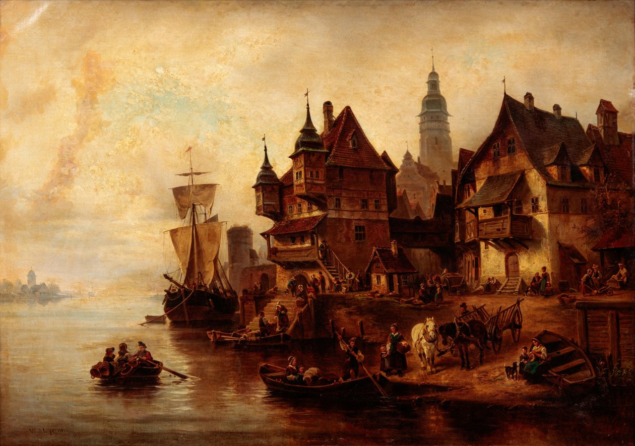 Dorf am Wasser von William Alexander Meyerheim von Wilhelm Alexander Meyerheim