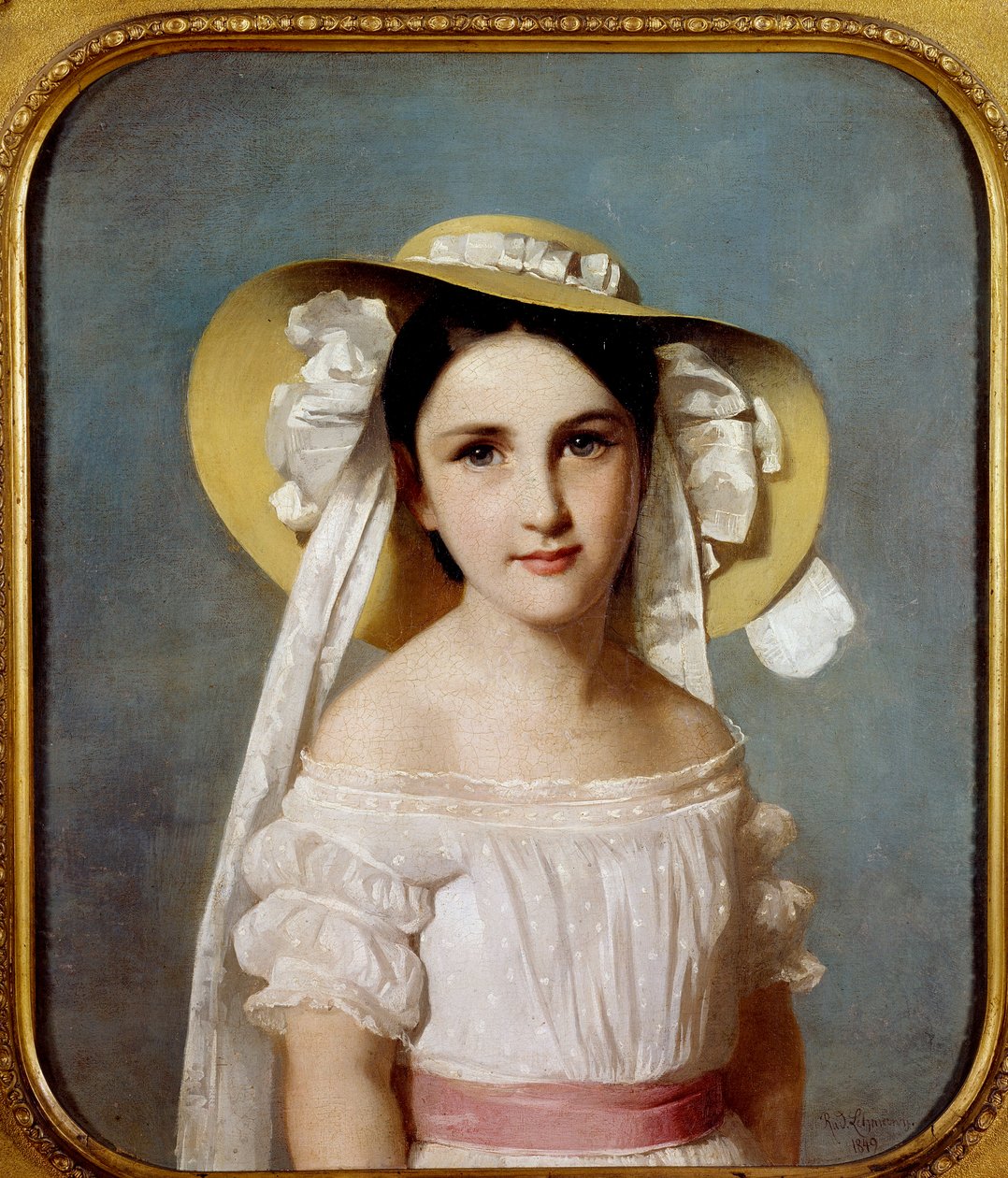 Porträt von Miss Emily Leo. Porträt eines jungen Mädchens. Gemälde von Wilhelm Lehmann (1819-1905) von Wilhelm Auguste Rudolf Lehmann