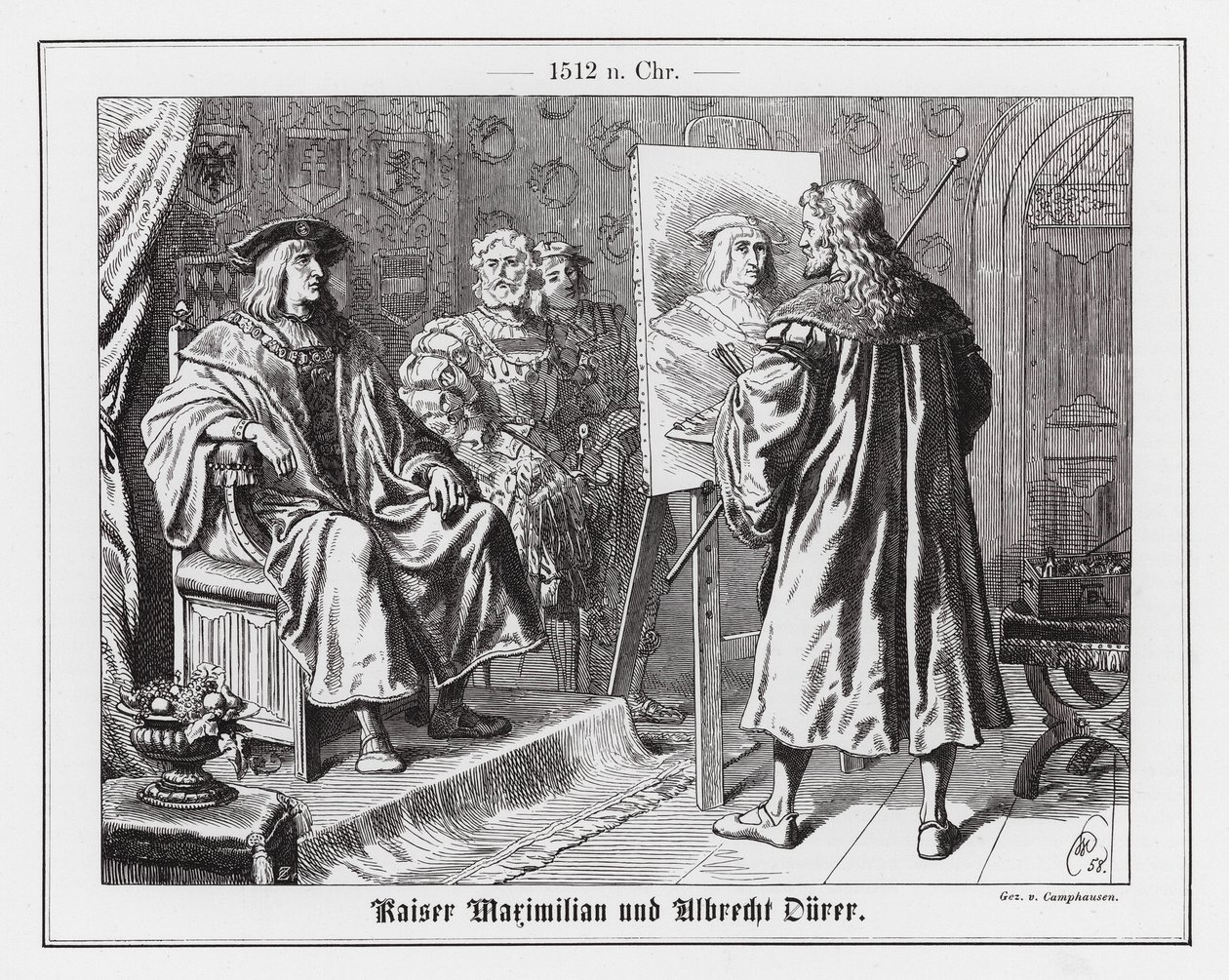 Albrecht Dürer malt sein Porträt des Heiligen Römischen Kaisers Maximilian I. von Wilhelm Camphausen