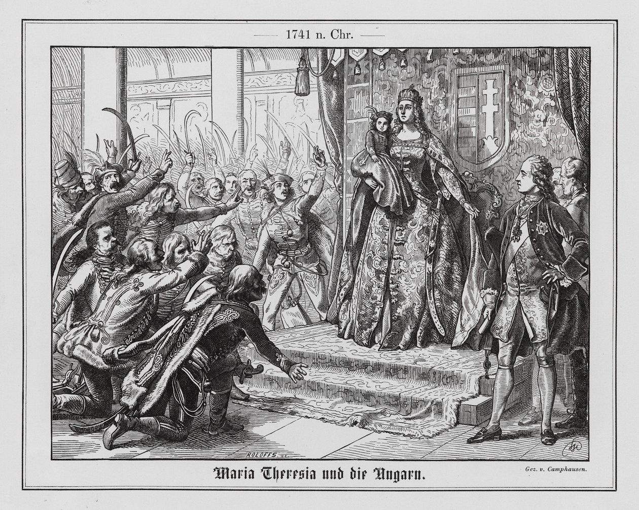 Die Ungarn bejubeln Maria Theresia als ihre Königin von Wilhelm Camphausen