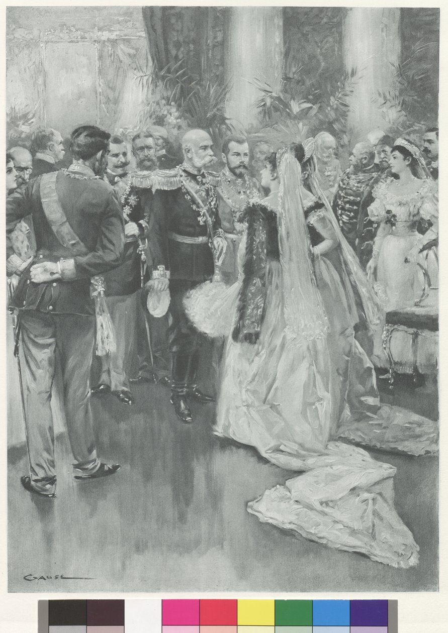Kaiser Franz Joseph I. und Zar Nikolaus II. in Petersburg nach dem großen formellen Abendessen von Wilhelm Gause